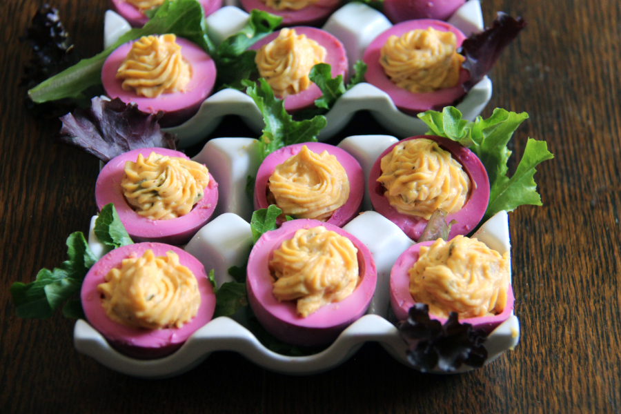Beet-Dyed Deviled Eggs